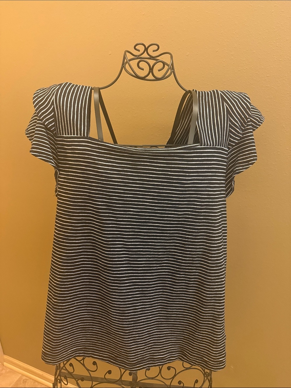 Tribal Black & White Striped Square-Neck Tunic